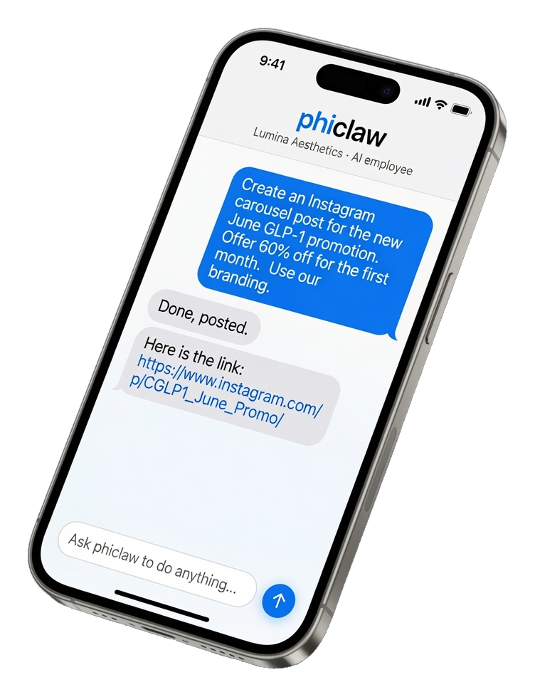 PhiClaw creating an Instagram promo